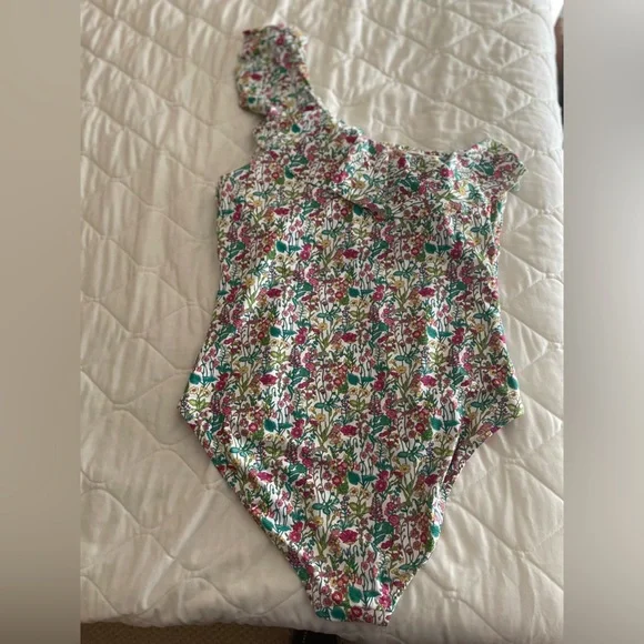 J.Crew Ruffle One-Shoulder One-Piece Swimsuit in Liberty® fabric Size 16 - Picture 6 of 12